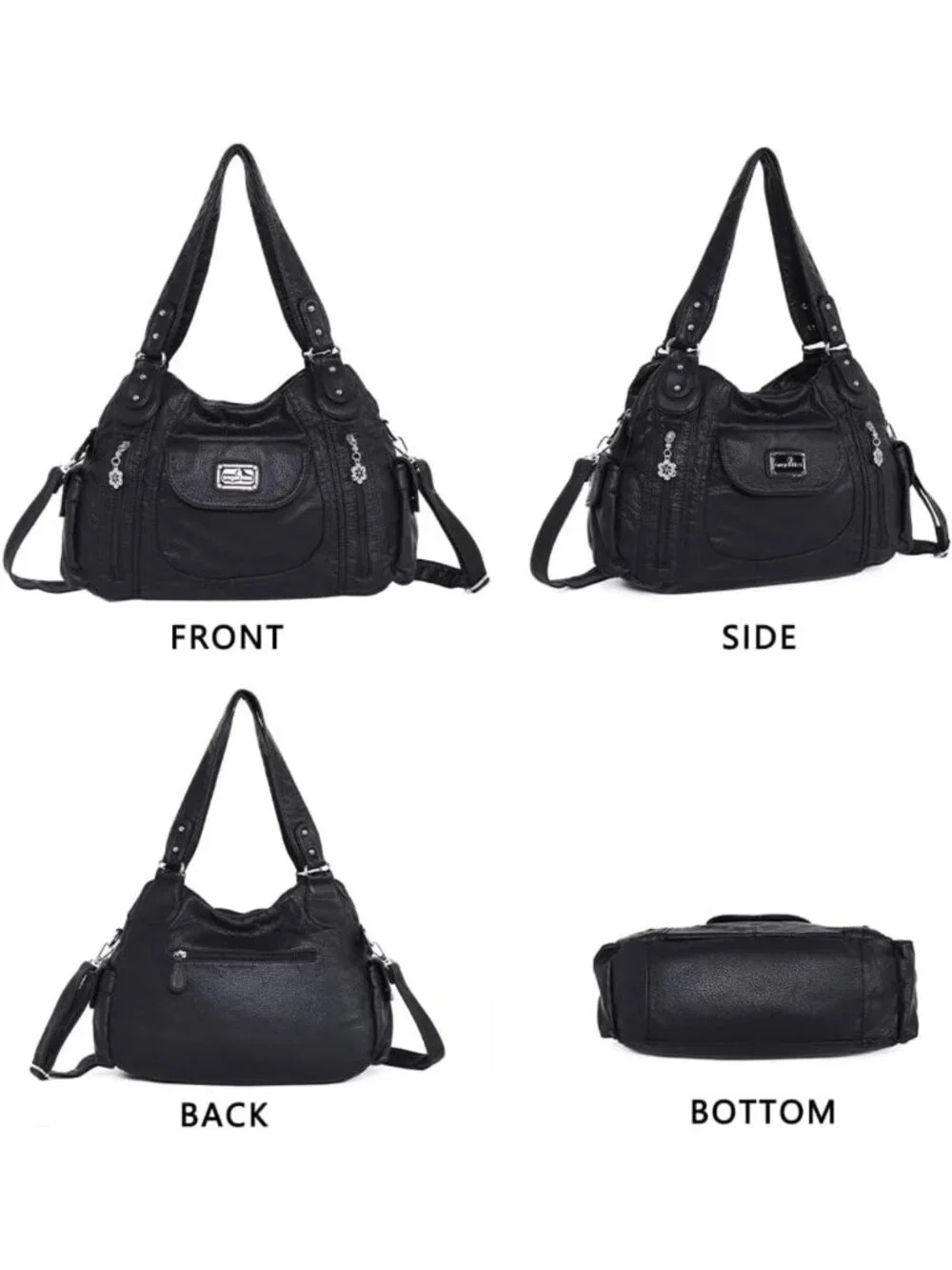 Stylish Large Faux Leather Hobo Tote Bag for Women | Multi-Pocket Shoulder Purse